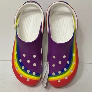 Men’s Crocs Classic Rainbow Casual  Stripe Size 13 NWT - Picture 1 of 6