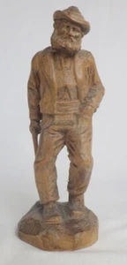 Vintage 5” Carved Wood Walking Man with Cane Figurine - Picture 1 of 7