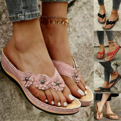 Zapatos para caminar Tacón Damas En Verano Mujeres Sandalias Medianas Sandalias Sin cordones Cuña Mules Foto 1 de 4