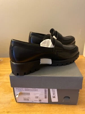 Ecco Mujer 37, 6-6.5 Bandeja Tech Penny Mocasines Lug Hueso Crema Cuero Foto 1 de 4