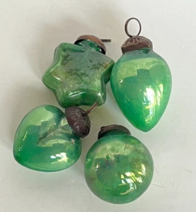 Creative Co-Op 4 Smooth Vintage Look Green Ornaments w/Star Heart Round 1" (A) - Picture 1 of 6