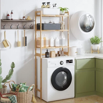Waschmaschinenregal Holz Toilettenregal Bambus WC Regal über Waschmaschine DHL - Bild 1 von 4