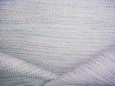 1-1/8Y Cowtan & Tout 11593 Bottega Linen Beige Aqua Outdoor Upholstery Fabric - Image 1 of 4