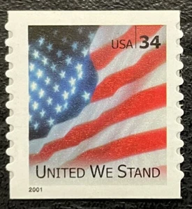 2002 Scott #3550 - 34¢ - FLAG - UNITED WE STAND - Coil Single Stamp - Mint NH - Picture 1 of 1
