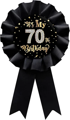 Черный это мой 70-й день рождения жестяная пластина значок заколка, счастливый 70-й день рождения мужчина или женщина - Изображение 1 из 4
