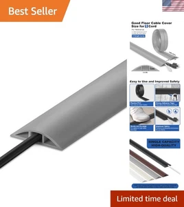 Durable Self-Adhesive 10FT Floor Cord Cover - Elegant Grey Cable Concealer - Afbeelding 1 van 8