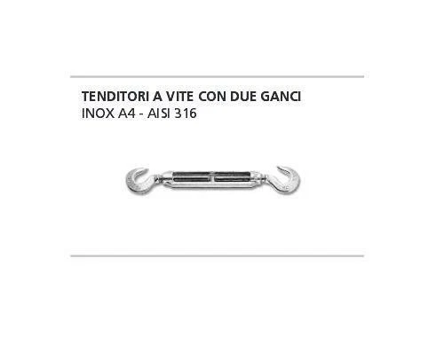 ORECA - 1 TENDITORE A VITE CON 2 GANCI IN INOX A4 6X90MM 0021530.IX - Immagine 1 di 1