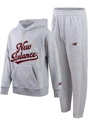 Conjunto de sudadera con capucha y jogger New Balance Kids premium polar talla 12, gris, nuevo con etiquetas Foto 1 de 4