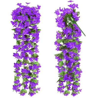1-5Pcs Artificial Fake Hanging Basket Plant Silk Flowers Vine Home Outdoor Decor - Image 1 of 4