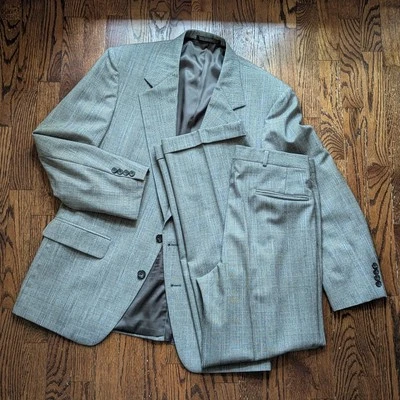 Vintage Bespoke Mens 41R 32x32 Gray Black Houndstooth Blue Glen Plaid Suit EUC - Image 1 of 4