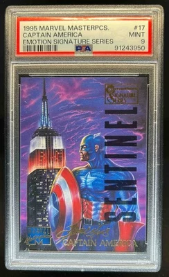 1995 Fleer Marvel Masterpieces Captain America EMotion Signature Series 17 PSA 9 - Image 1 of 2