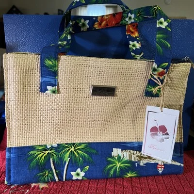 Hawaii Aloha Straw Purse Handbag Tourist  Floral Woven New Vintage 12x8x4 - Image 1 of 4