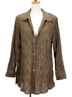 Camicia blusa ALVIVO marrone ricamata collo aperto trasparente usata - Immagine 1 di 4