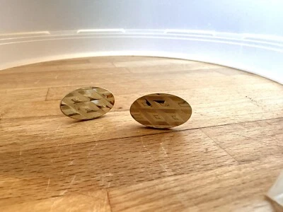 Vintage PIERRE CARDIN Gold Tone Textured Oval Logo Cufflinks 1" - Image 1 of 2