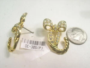* 18KTEP EARRING DESIGNER DOLPHIN OREVINTAGE WITH SWAROVSKI CRYSTALS #305 - Picture 1 of 3