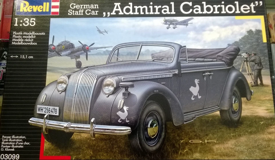 KIT REVELL 1:35 AUTO DA MONTARE GERMAN STAFF CAR ADMIRAL CABRIOLET 03099 - Immagine 1 di 1