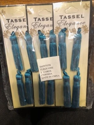12 Borlas Turquesa 2" Poliéster Nuevo Antiguo Stock Adornos Foto 1 de 2