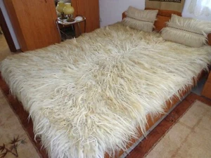 DE COLECCIÓN HECHA A MANO ALFOMBRA DE LANA PURA HALISHTE CUBIERTA CAMA LANA OVEJA - Imagen 1 de 8