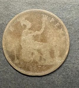 1874 Great Britain Victoria One 1 Penny UK United Kingdom - Picture 1 of 2