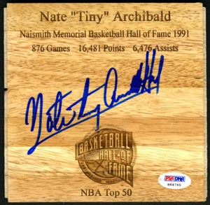 Nate Tiny Archibald SIGNED Floorboard Boston Celtics RARE PSA/DNA AUTOGRAPHED - Picture 1 of 1