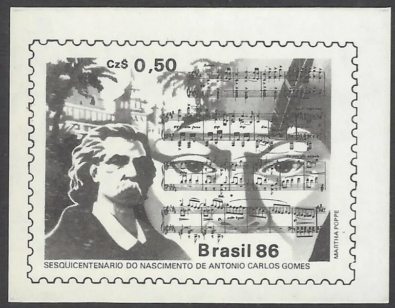Brasil #2051 1986 Ópera Música Guaraní y Antonio prueba fotográfica Foto 1 de 1