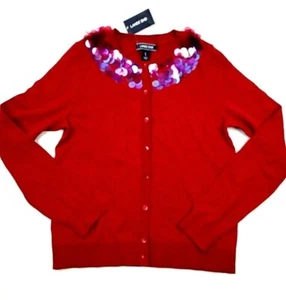Lands’ End Holidays Kids Front buttons Sweater/Neckline Paillettes Size( 14 L) - Picture 1 of 6