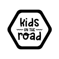 Vinyl Wall Art Decal - Kids On The Road - 6" x 7" - Safety Pentagon Sign Design