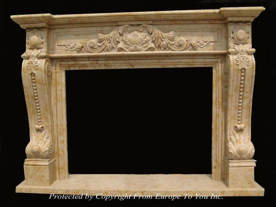 MANTA CHIMENEA HENAN AMARILLA MÁRMOL TALLADO A MANO JS201 Foto 1 de 1