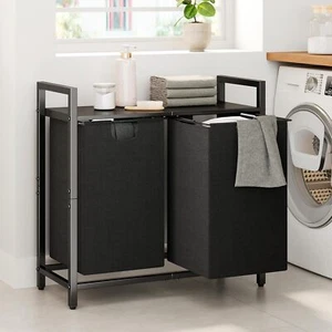 Laundry Hamper Organizer W/ Removable Bags & Shelf Laundry Room Bathroom Dorm US - Picture 1 of 7