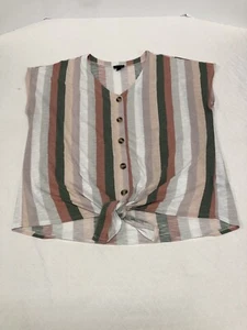 Torrid Damen mehrfarbig gestreift Button Down Flügelärmel Shirt mit gebundener Vorderseite Größe 1 - Bild 1 von 5