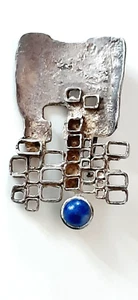 RELO ° SILBER DESIGN BROSCHE ° 925 / ooo ° Lapis Lazuli ° Modernist ° - Bild 1 von 14