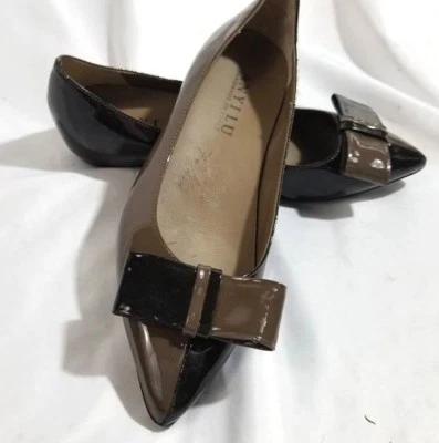 $445 Anyi Lu Black Delia Bicolor Bow Pointy Toe Flats Ballet Designer EUC  - Image 1 of 4