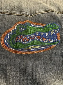 Florida Gators Jeansjacke NCAA Perlen blau Jeans Damen Größe 20 siehe Bilder! - Bild 1 von 10