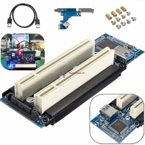 PCI-E Express X1 to Dual PCI Riser Extend Adapter Card With USB 3.0 Cable NEW - Photo 1/4