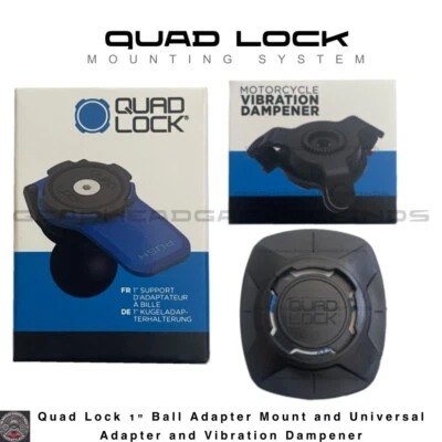 QUAD LOCK Phone Motorcycle Ball Mount + Vibration Dampener + Adapter NEW - Image 1 of 4