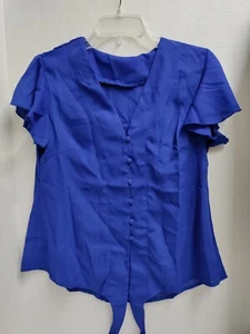 Kaei & Shi Flutter Sleeve Tops for Women, Chiffon V Neck, Color Blue, Size M - Picture 1 of 4