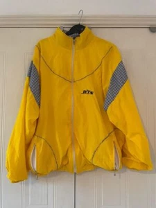 Yellow & blue Jets windbreaker retro jacket size large 16-18 Sport - Picture 1 of 3
