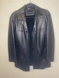 Men’s Vintage Leather Jacket 1990s Kenneth Cole Medium - Picture 1 of 4