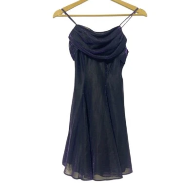 复古 All That Jazz 黑色紫色金属奇思戈斯女巫迷你连衣裙 3/4 — 第 1/4 张图片