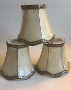 Vintage style mini scalloped braided gold fabric bell shaped lampshades lighting - Picture 1 of 2