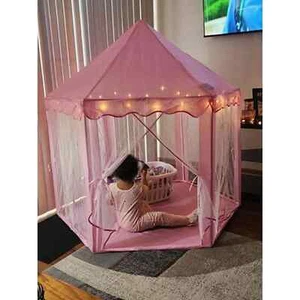 Princess Castle Play Tent for Girls with LED Lights Indoor Outdoor Playhouse - Picture 1 of 13