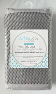 AirflowBaby By BreathableBaby Grey Silver Mesh Crib Liner 11” New, Never Opened - Picture 1 of 3