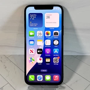 Apple iPhone 12 64GB Black A2172 Unlocked Cracked Back #43 - Afbeelding 1 van 12