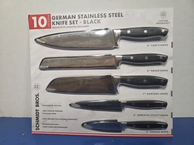 Schmidt Brothers 10pc. German Stainless Steel Full-Tang Knife Set $150 - NEW - Image 1 of 2