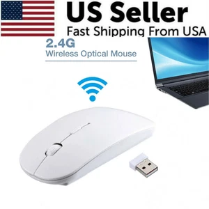 Optical Mouse Mice 2.4GHz USB Wireless White Fits Apple Mac Macbook Pro Air PC - Picture 1 of 5