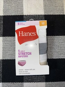Hanes Originals Stretch Hipsters Girls Underwear  (Size 12) 5pk - Picture 1 of 2