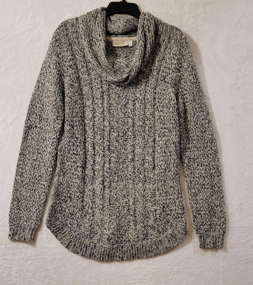 Женщин капот шеи свитер размер большой RD стиль черный белый пуловер длинным рукавом  - Изображение 1 из 4