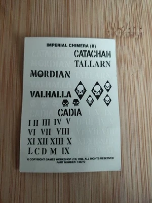 Warhammer 40k Imperial Guard Chimera B Tank Transfers Sheet Games Workshop 1996 - Image 1 of 4