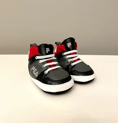 FILA BABY SNEAKERS HIGHTOPS PRE-WALKER BABY SHOES SOFT SOLES 6-9M NEW - Image 1 of 4