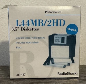 Radio Shack 3.5" Floppy Disks Diskettes 10pk Pre-Formatted 1.44MB 26-437 SEALED - Afbeelding 1 van 7